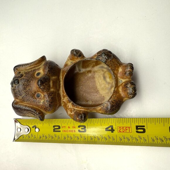Vintage Pottery Tea Light Holder Brown Puppy Dog Figural Candle Succulent Japan - Picture 9 of 9